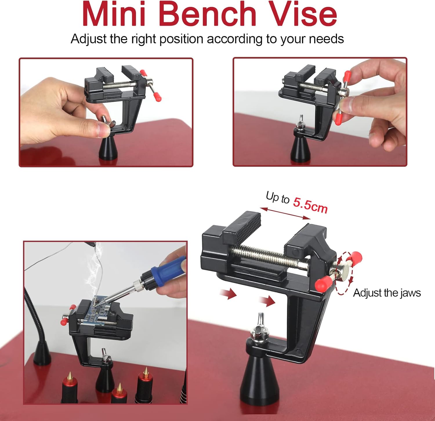 Helping Hands – Estación magnética de tercer ayudante con 4 brazos magnéticos de soldadura, soporte para pistola de soldadura y base estable grande