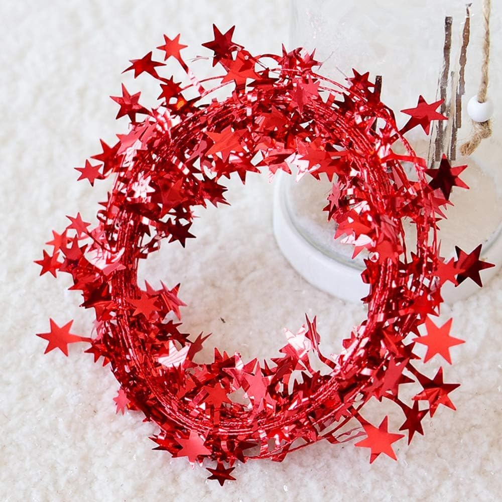Guirnalda de alambre  Guirnalda de alambre de oropel en forma de estrella brillante de Colorfol, decoración de Navidad para árboles de Navidad,