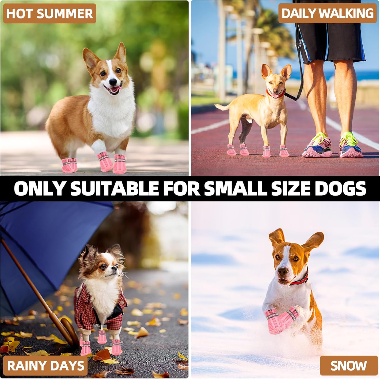 Hcpet Botas de perro para perros pequeños, botas impermeables para perros, protectores de patas para pavimento caliente, botas de senderismo de
