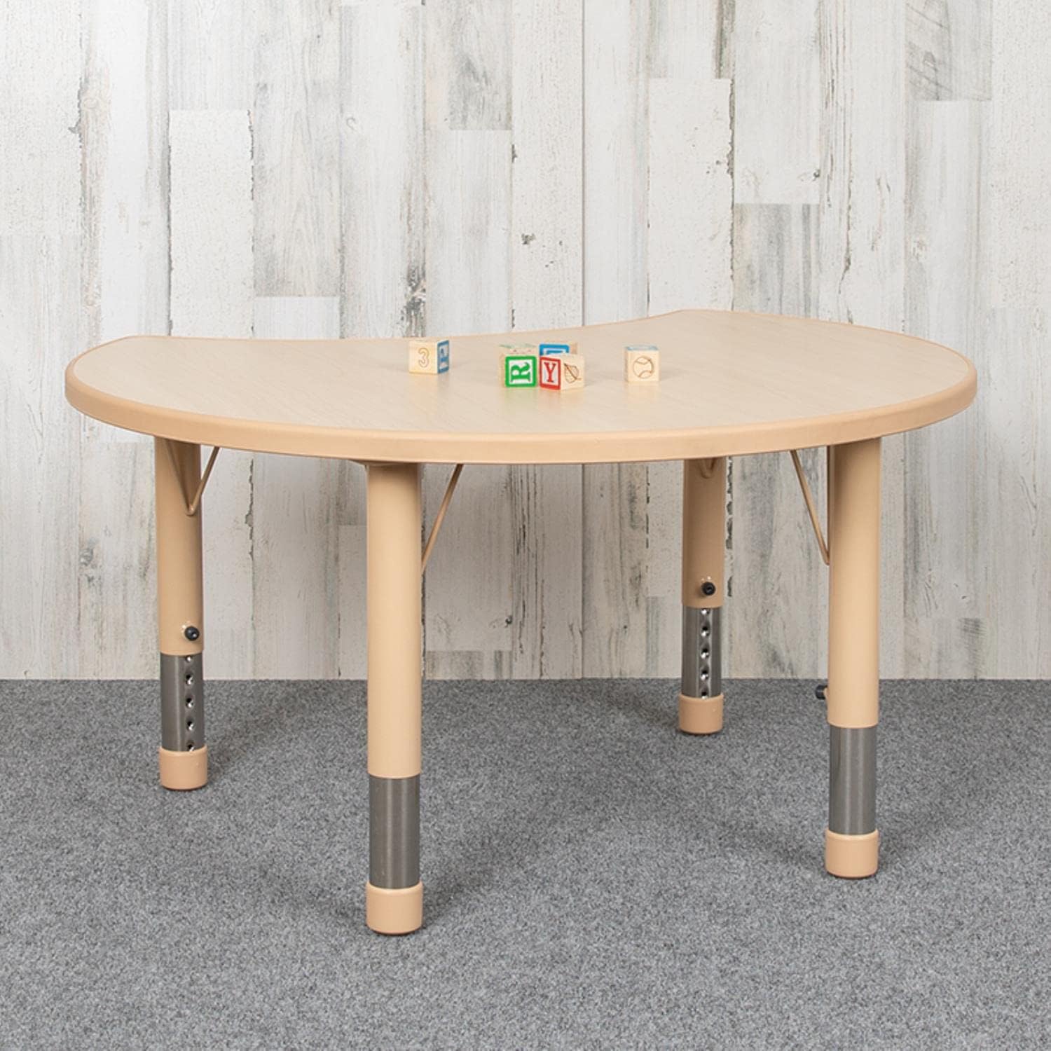 Flash Furniture Wren – Mesa de actividades ajustable de plástico natural de 25.125 pulgadas de ancho x 35.5 pulgadas de largo