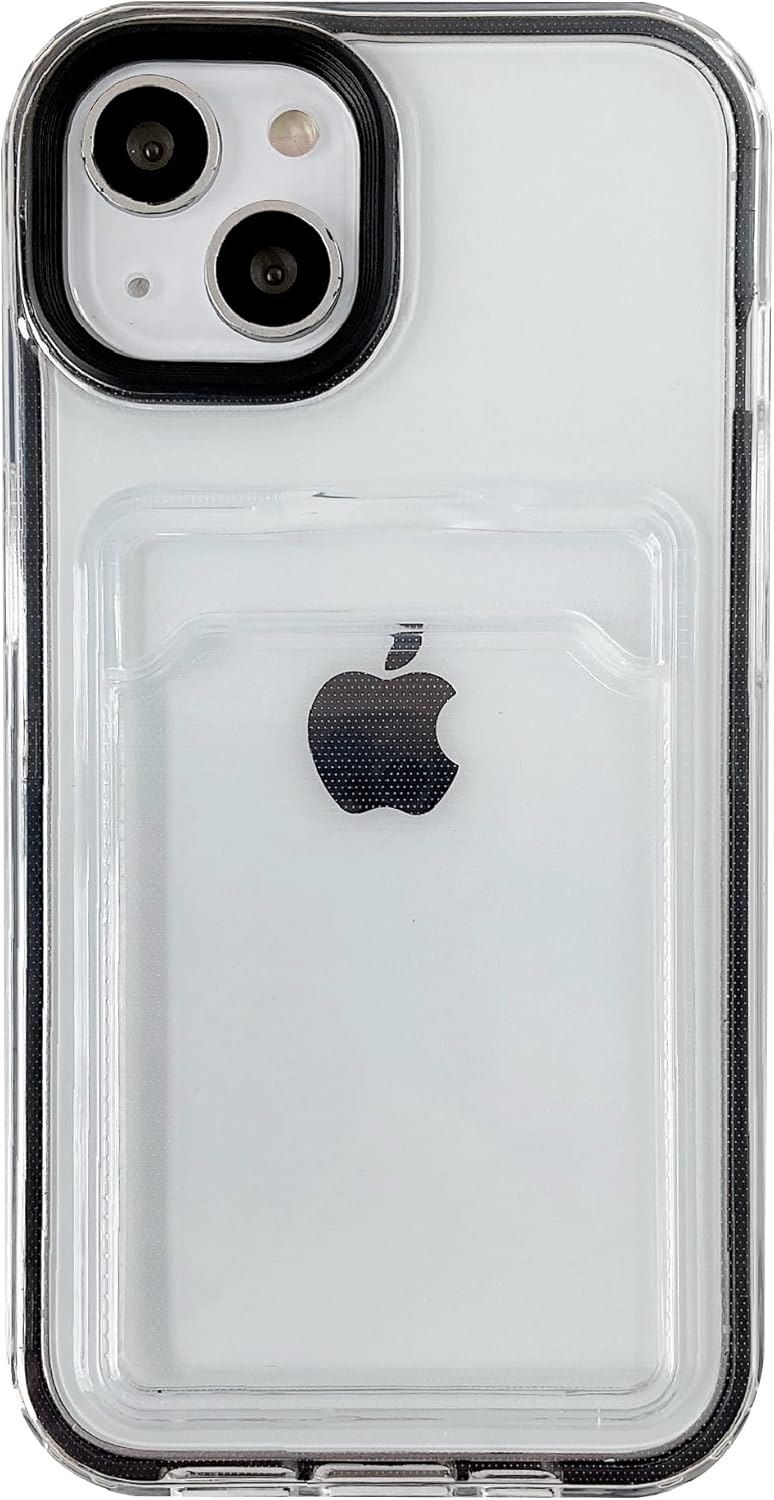 Caseative Tarjetero de color caramelo transparente a prueba de golpes suave compatible con funda de iPhone (negro, iPhone 11 Pro Max)