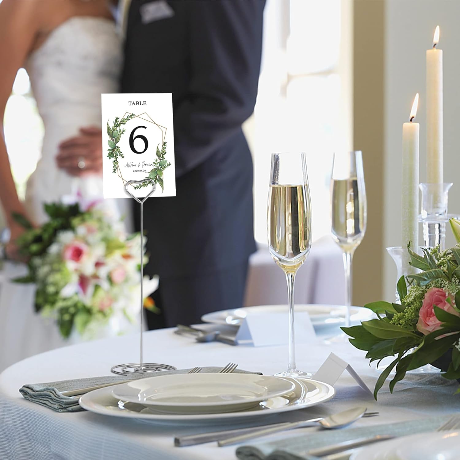 HomWanna Soportes para números de mesa, 10 unidades, 8.75 pulgadas, en forma de corazón, soportes altos para números de mesa para bodas, fiestas,
