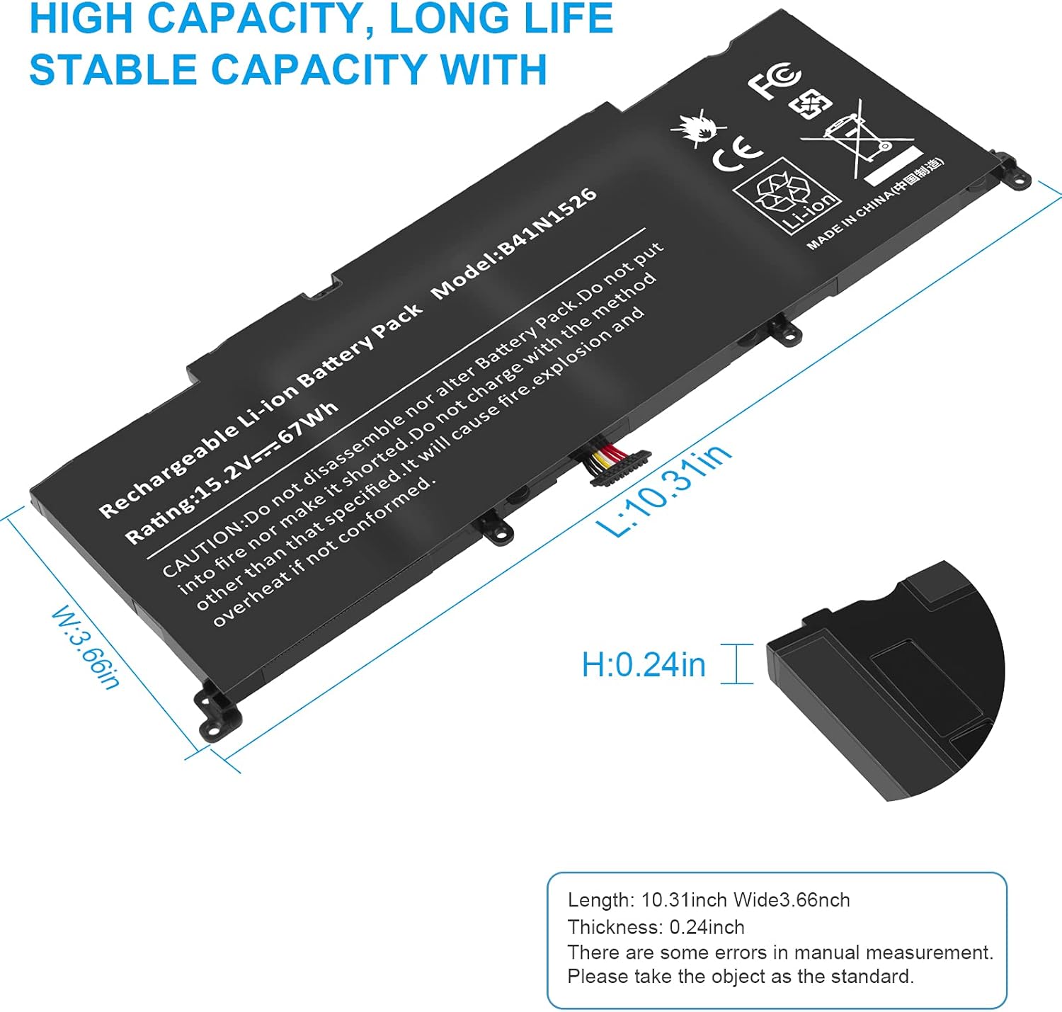 B41N1526 – Batería para portátil Asus FX502VM FX60VM FX502VM-AS73 FX502VM-FY361T GL502 GL502V GL502VT GL502VT-1A ROG Strix S5 S5V S5VM S5VT6700