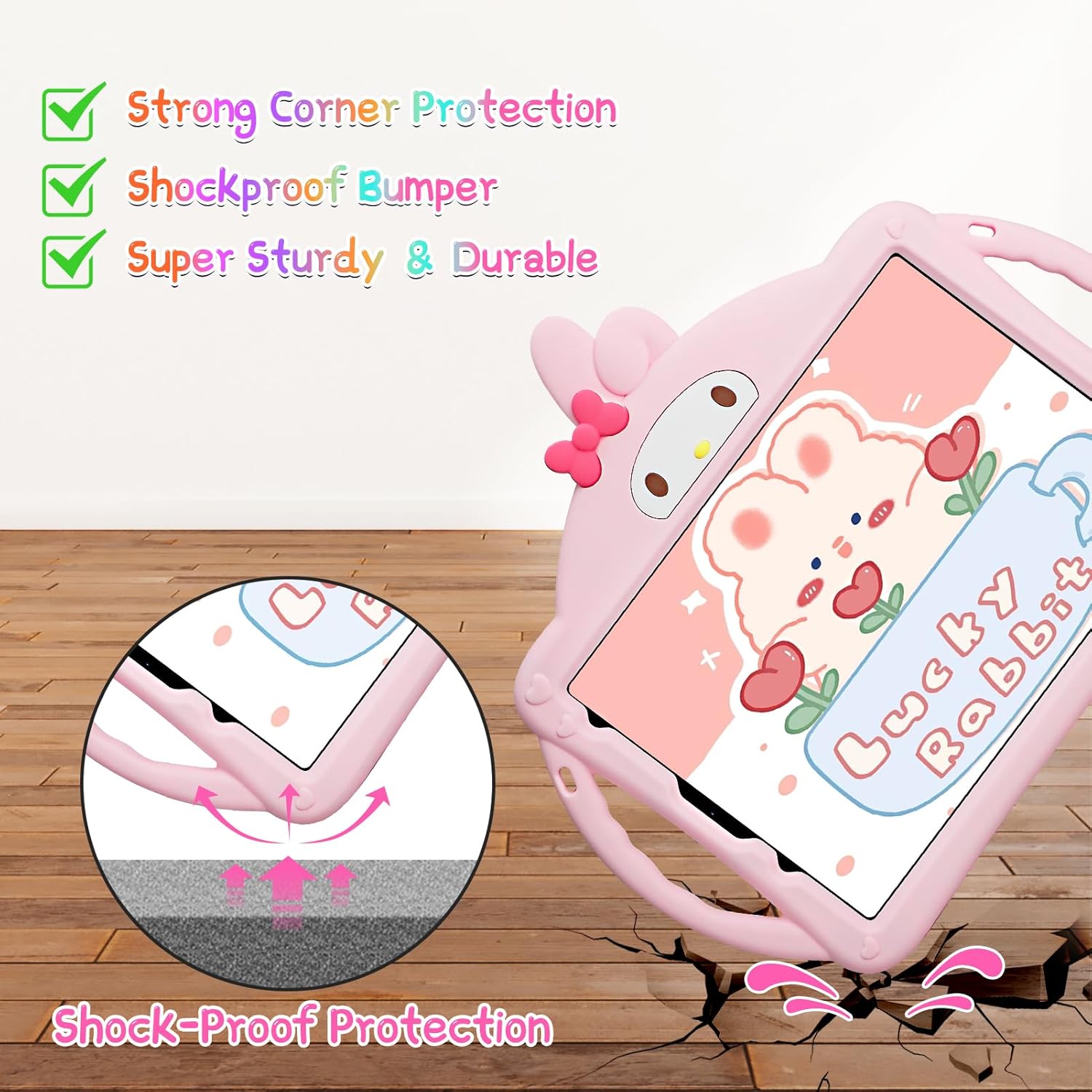 JAKPAK Funda para iPad Air de 5 generación para niños, iPad Pro de 11 pulgadas con protector de pantalla y correa de hombro para niñas, funda de