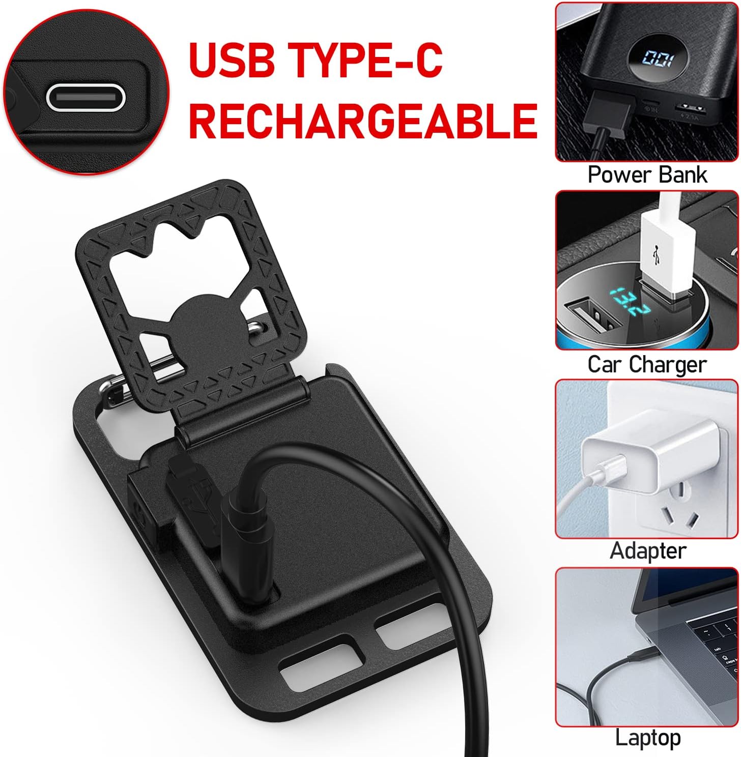 Llavero mini linterna, 1000 lúmenes, luz COB súper brillante, 4 modos USB C linterna de bolsillo con lente azul roja, pequeña luz de trabajo