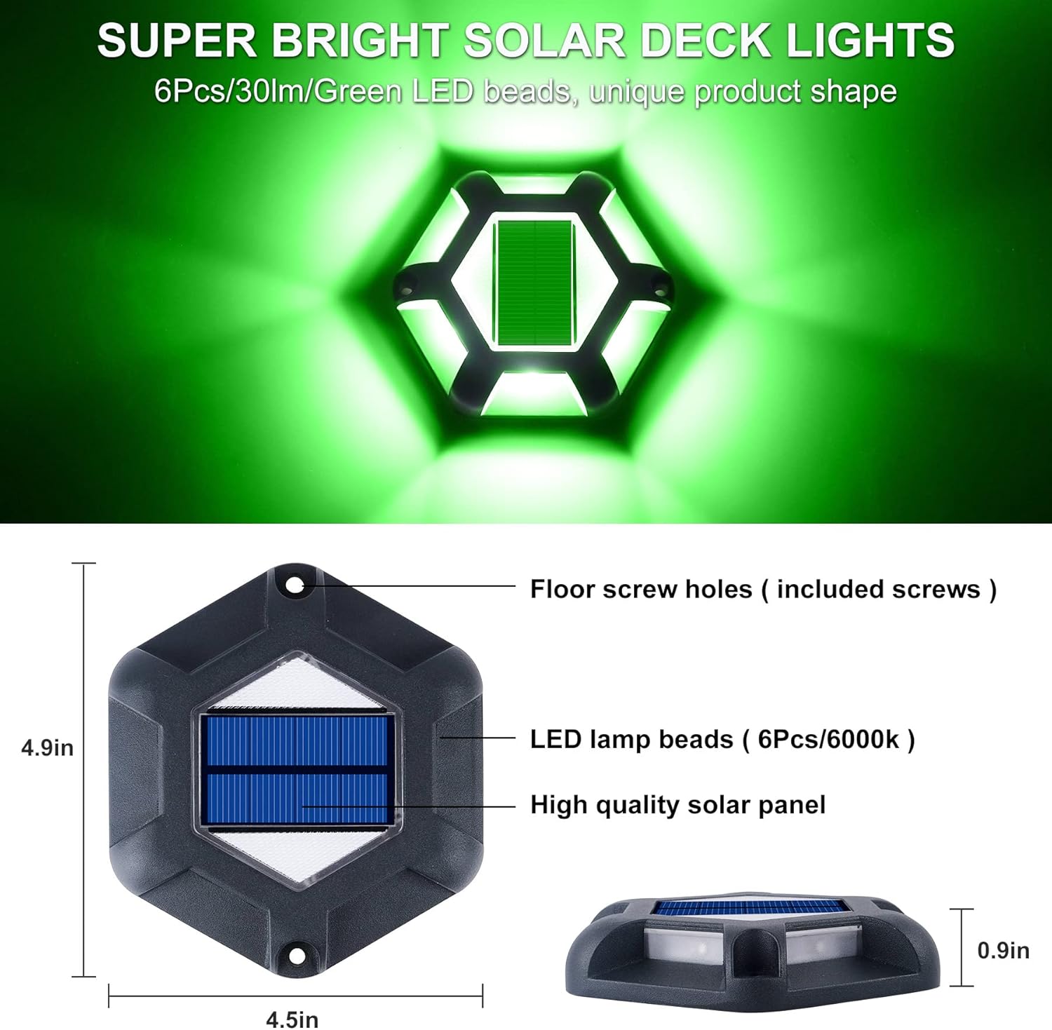 Luces solares verdes para muelle de entrada, 8 paquetes de luces impermeables de 1200 mAh LED de aluminio para exteriores, advertencia de