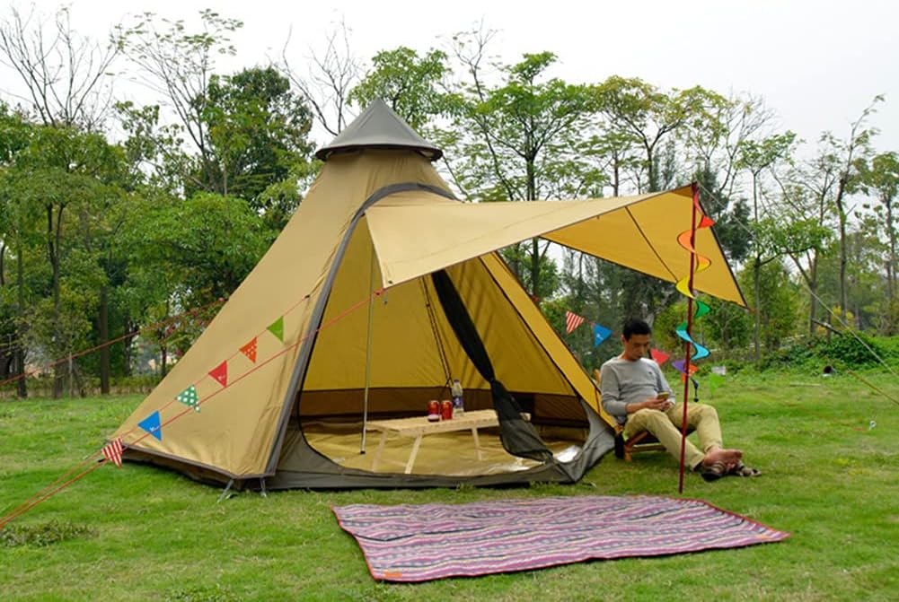 Tienda de campaña impermeable pirámide tipi para adultos, tienda de campaña impermeable de doble capa, tienda india, tienda de campaña para yurtas,