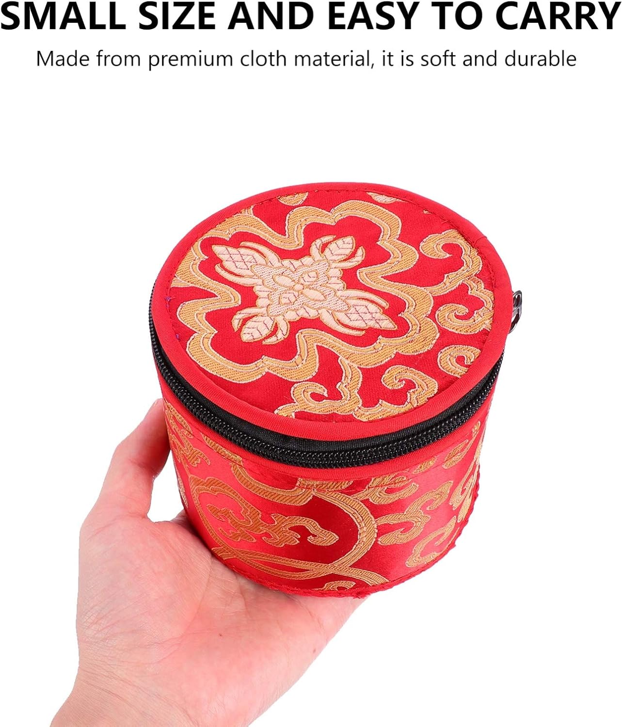 Bolsa tibetana con cremallera para cuenco de meditación budista, soporte portátil de viaje al aire libre, caja de almacenamiento de 4.7 x 3.7 in
