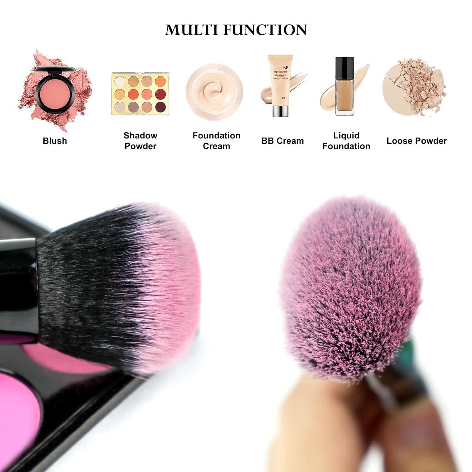 Daxstar Pinceles de maquillaje con estuche plegable, kit de maquillaje de 15 piezas, juego de brochas de maquillaje negro con 4 esponjas de