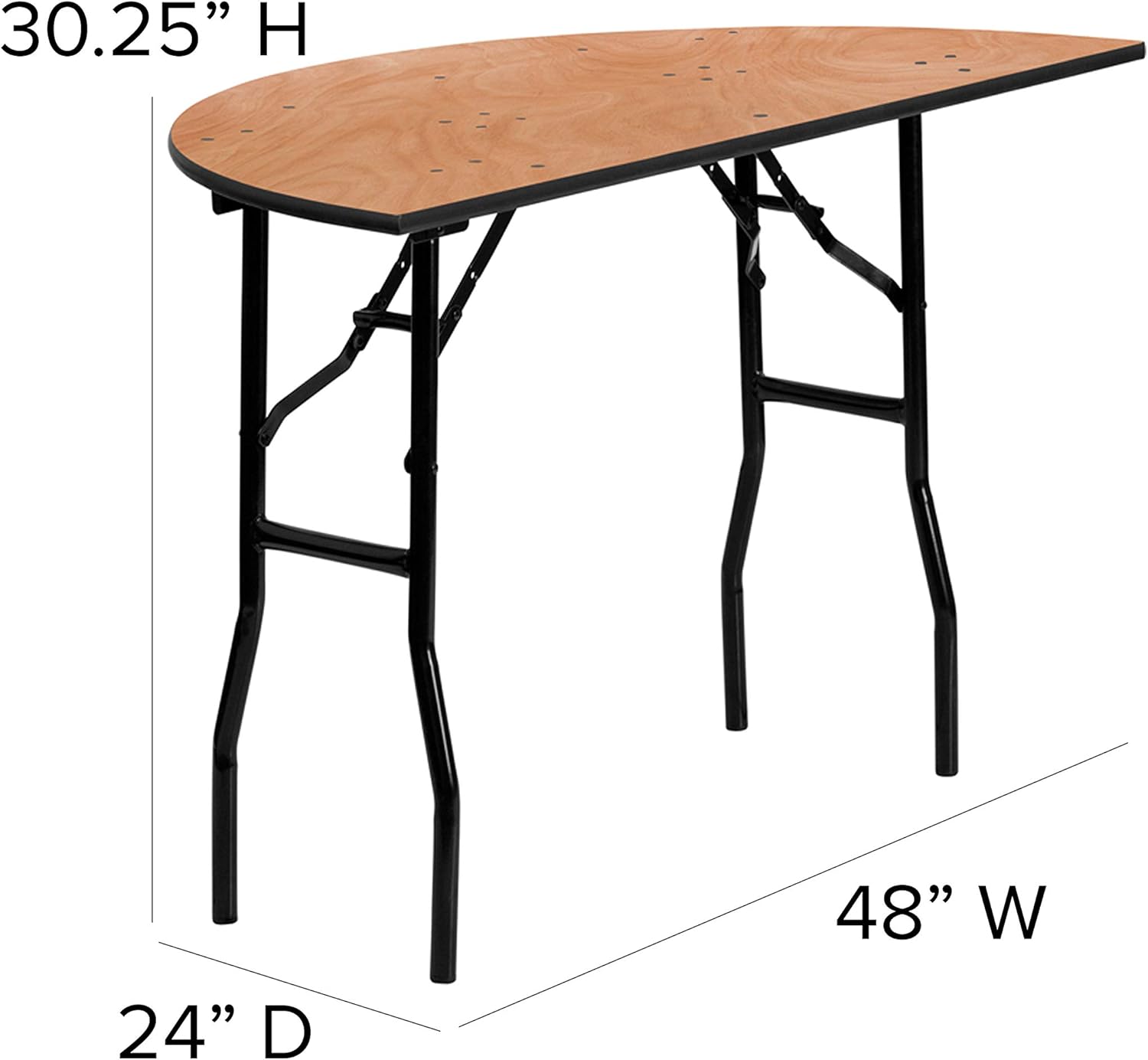 EMMA + OLIVER Mesa de banquete plegable de madera semicircular de 4 pies – Mesa para eventos y catering