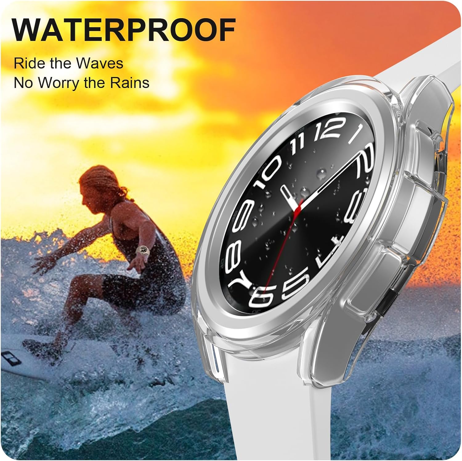 Paquete de 2 + 4 fundas con protector de pantalla para Samsung Galaxy Watch 6 Classic de 1.693 in, funda protectora de policarbonato duro JZK 2 + 4