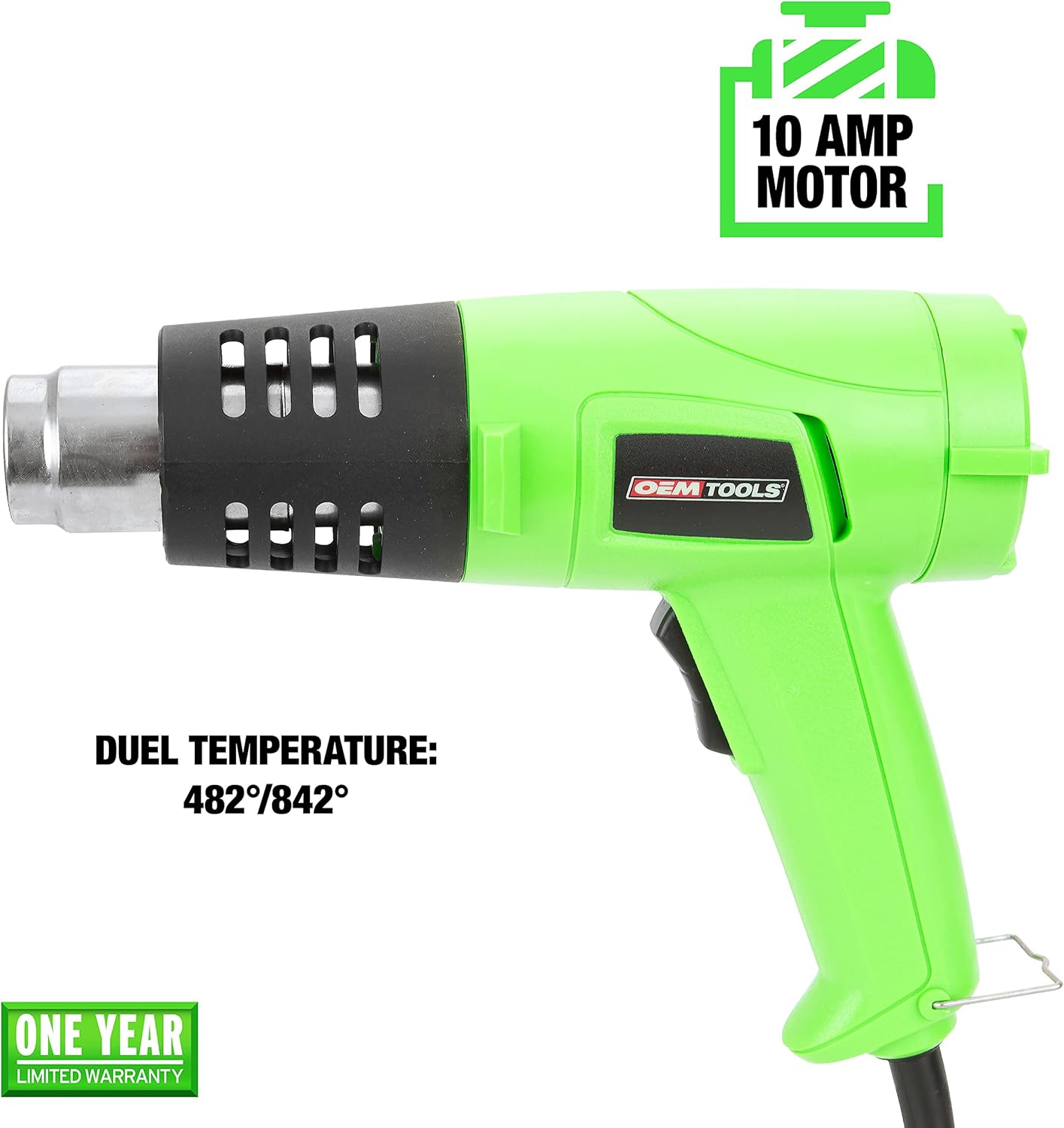 OEMTOOLS 24665 Pistola de calor de doble temperatura, soplador de aire caliente con cable de 1200 W, pistola de calor de tienda de 120 V para