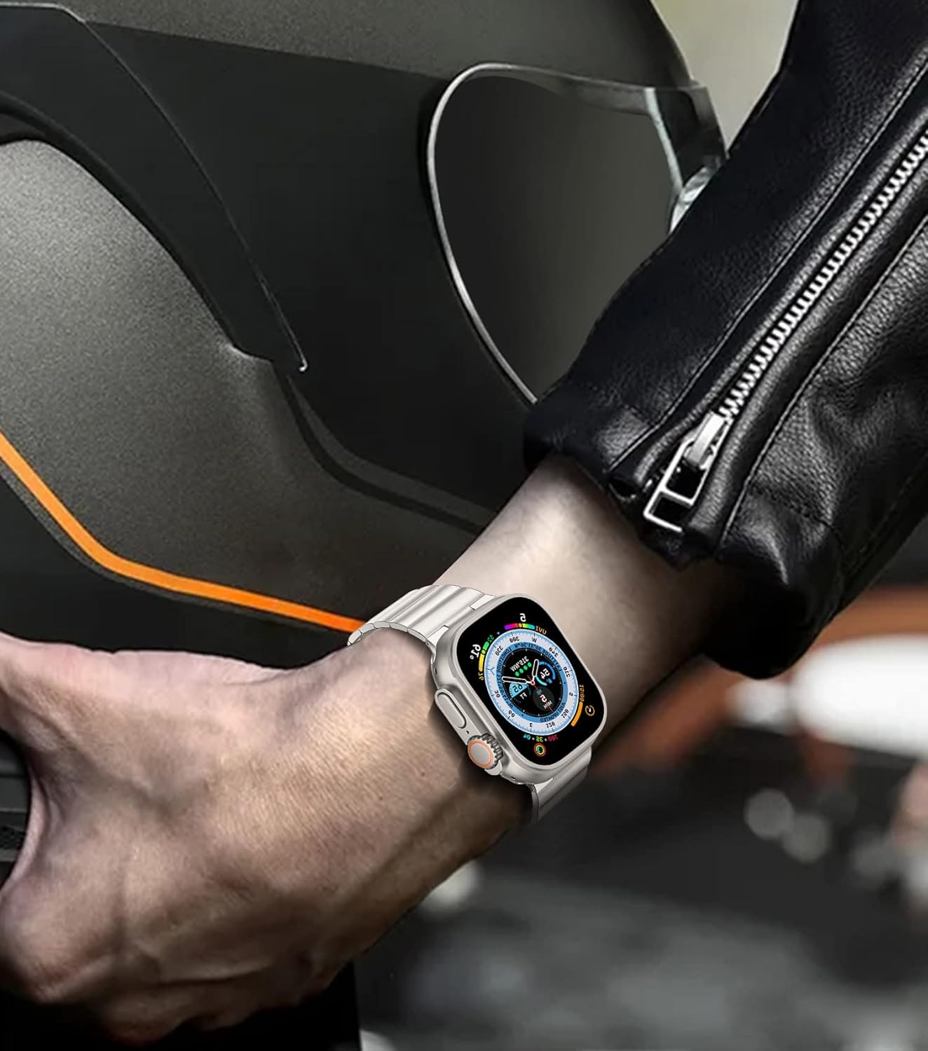Correa de acero inoxidable para Apple Watch Ultra Band 1.929 in, correa de metal para iWatch 8 Ultra 1.929 in Series Banda de reloj de gama alta