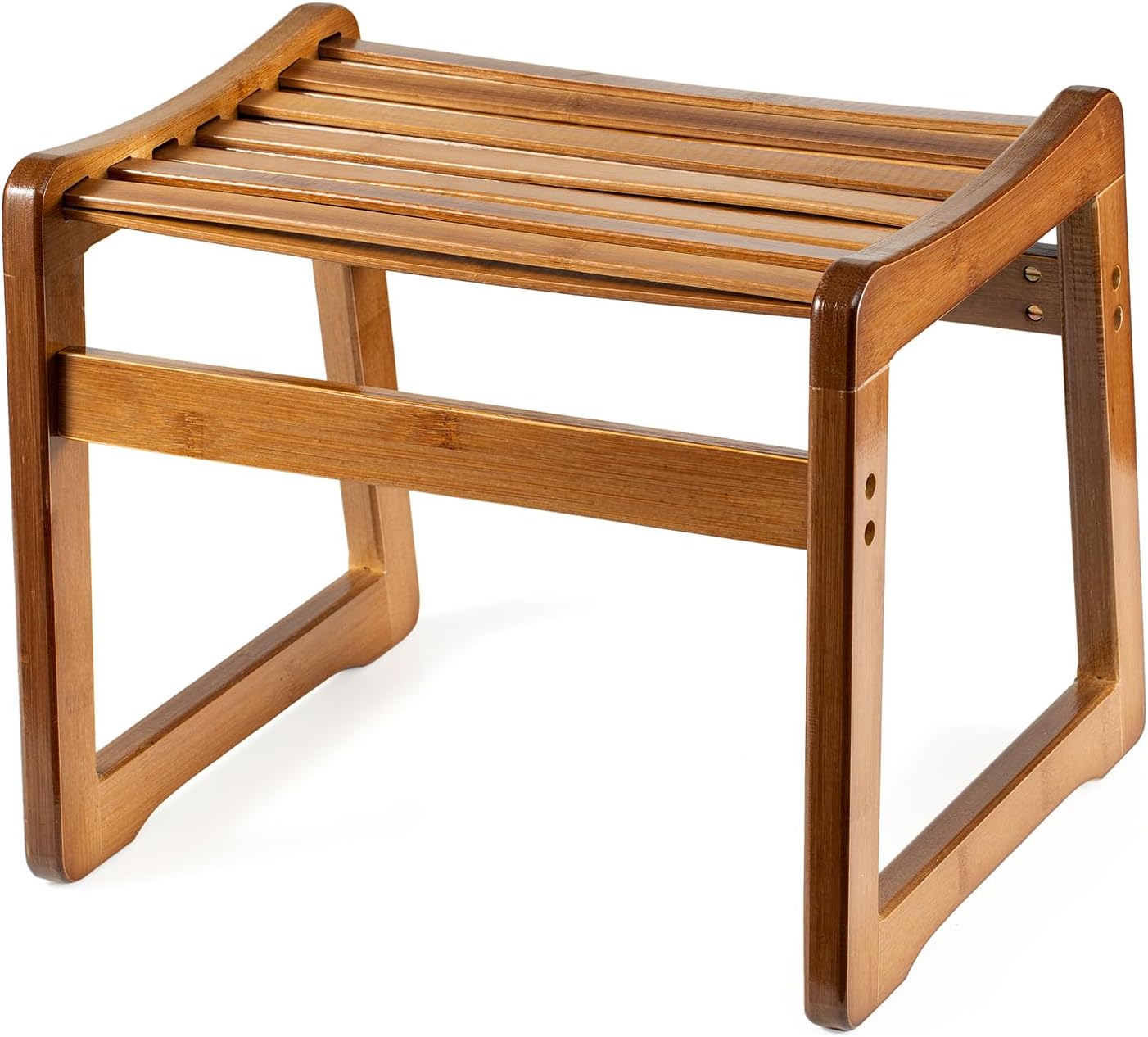 Taburete cuadrado de madera suave para mesa de té, cama, bañera, taburete clásico de madera marrón, taburete de bambú para niños, taburete de baño