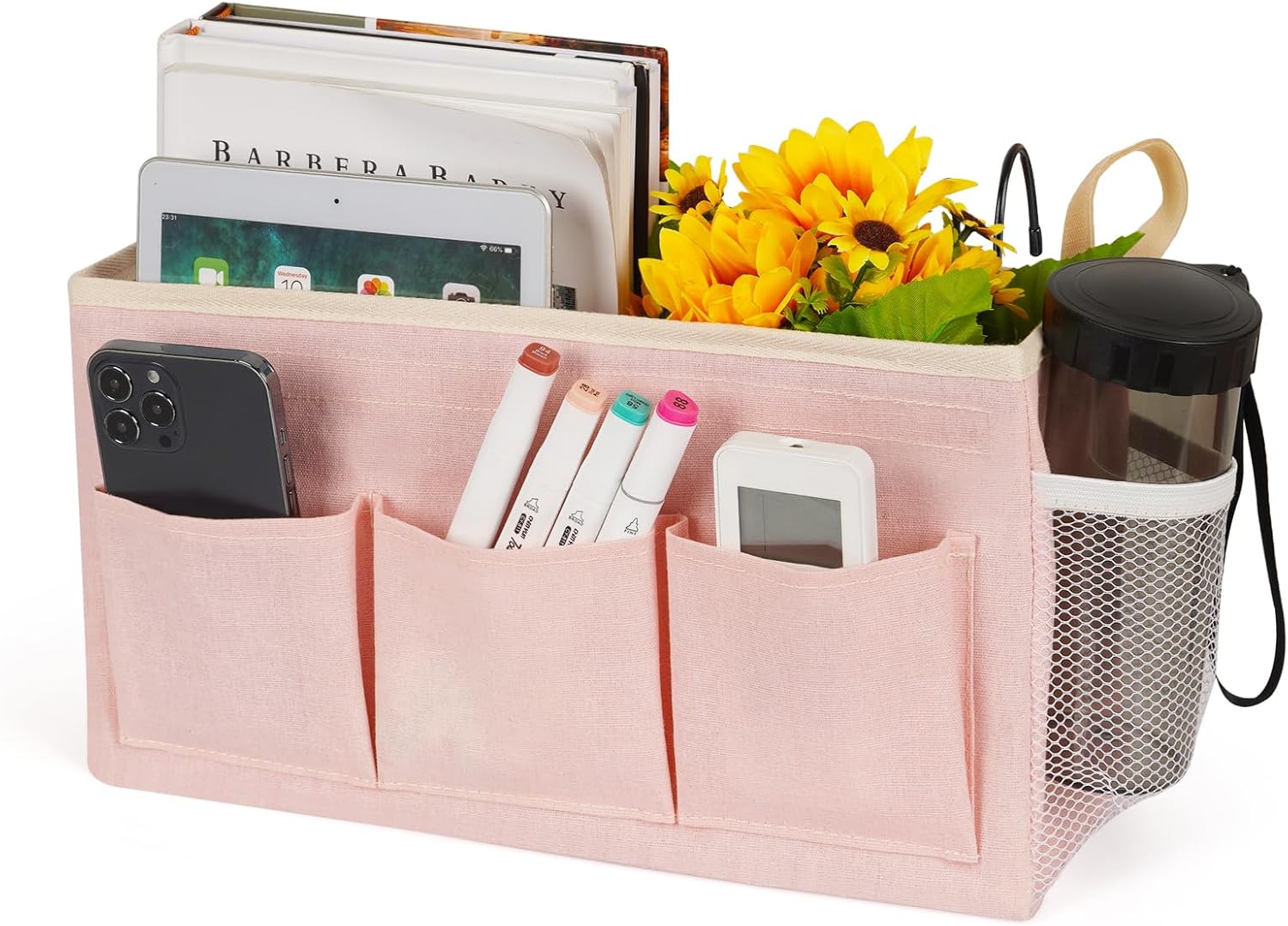 Organizador de almacenamiento para mesita de noche, bolsa de almacenamiento colgante para cabeceros, literas, dormitorios, libros, teléfono,
