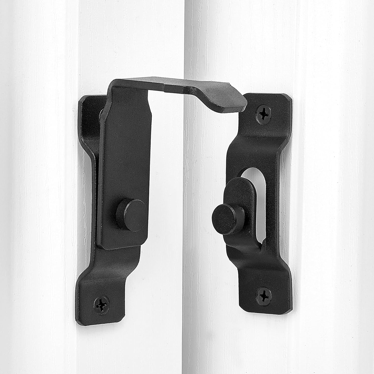 INIRET 2 paquetes de cerradura de puerta de granero abatible de 90 grados, protege la privacidad y seguridad, pestillo de bloqueo de gancho para