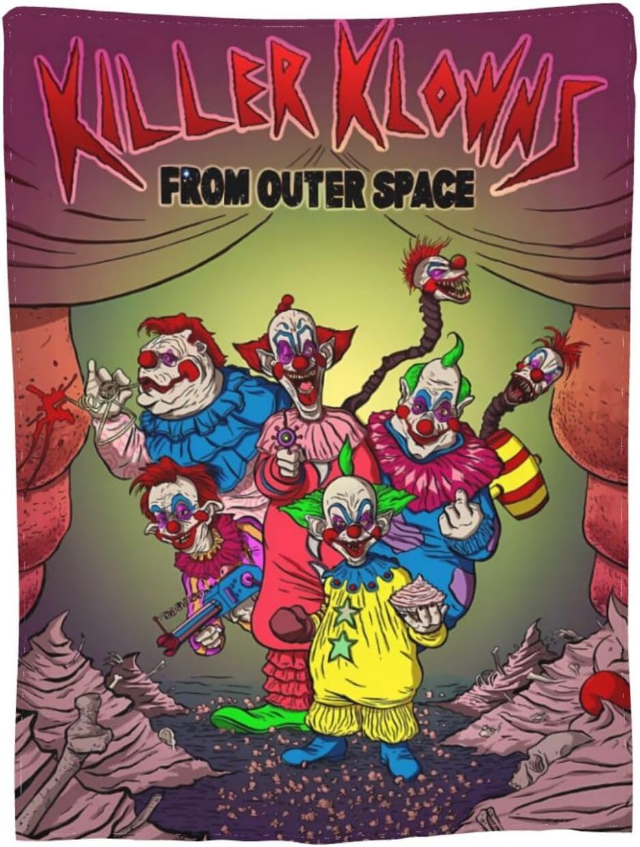 Mantas Killer de película de terror Klowns from Outer Space – Manta de forro polar para sofá y dormitorio, mantas suaves de aire acondicionado para