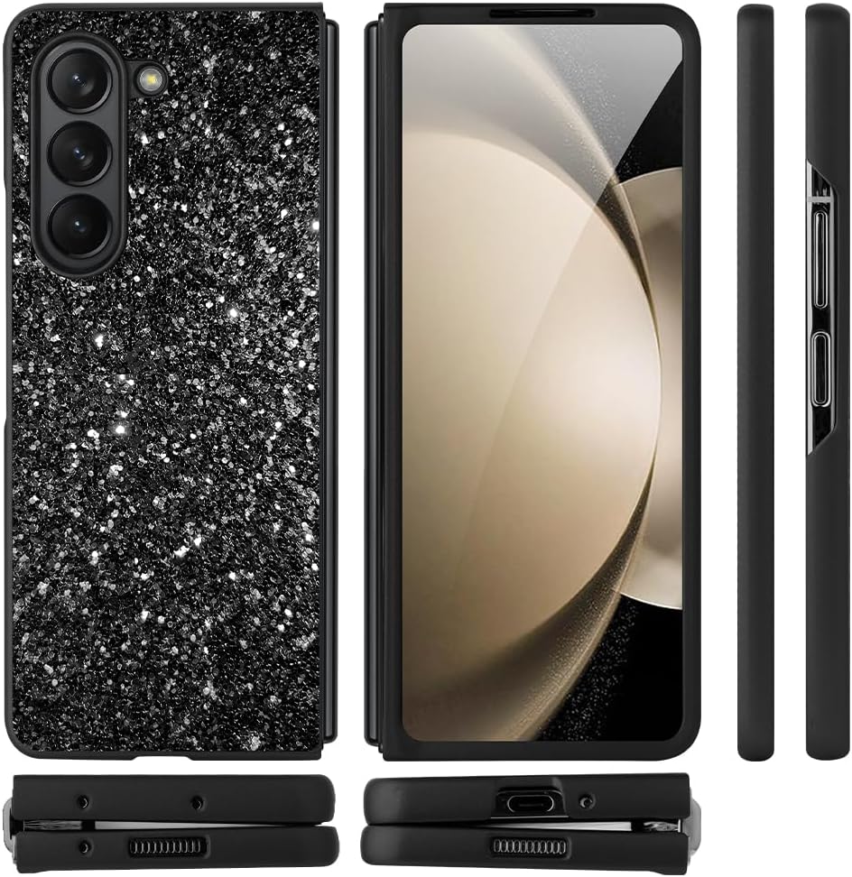 ZIYE Funda para Samsung Galaxy Z Fold 5 5G, Galaxy Z Fold 5 5G Funda para mujeres y niñas, con purpurina Sprakle Bling antideslizante, a prueba de