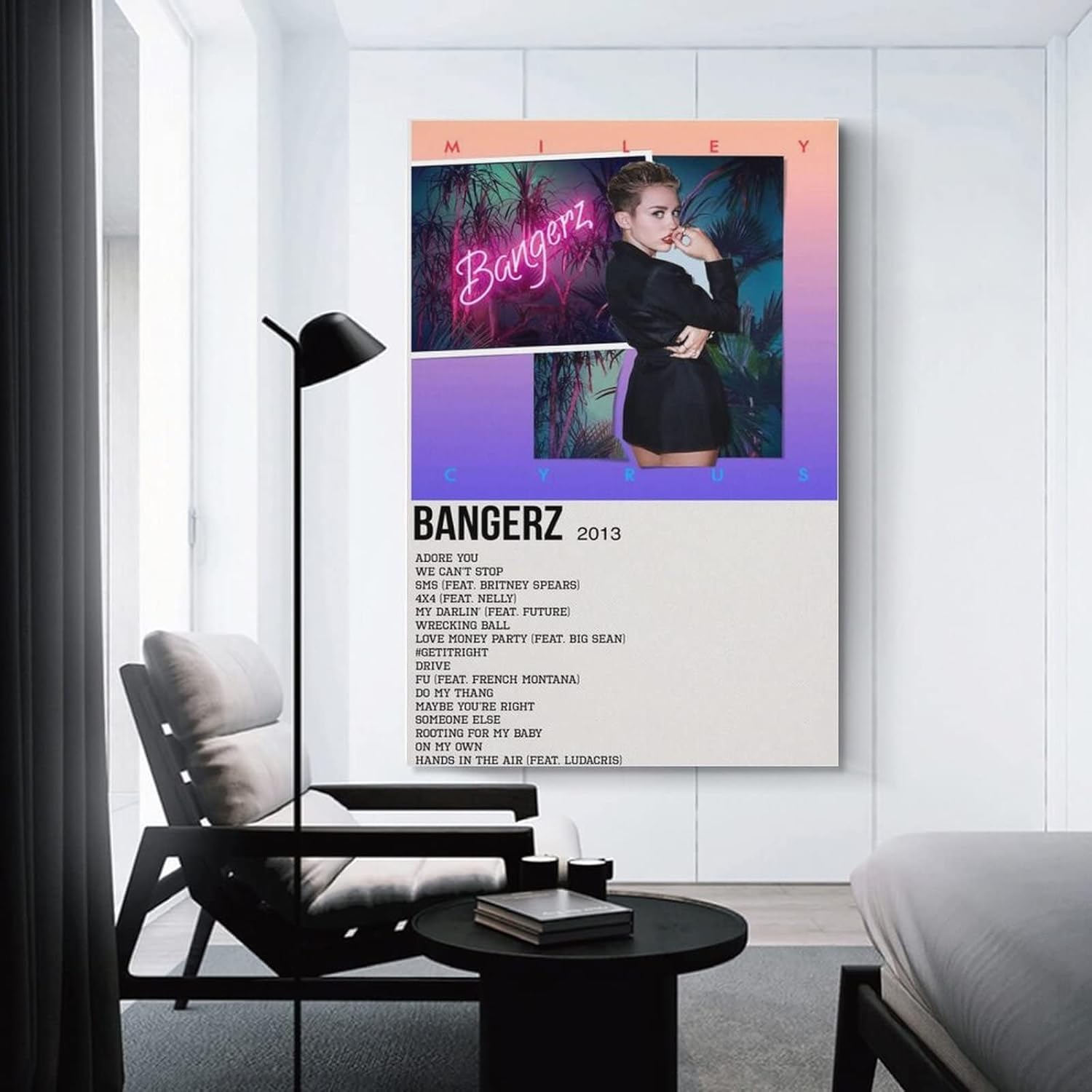 Miley Cyrus BANGERZ 2013 – Póster de lienzo decorativo para pared, sala de estar, dormitorio, decoración, regalo, sin marco, estilo 12 x 18 pulgadas