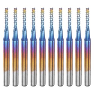 10 Uds. Fresas de extremo CNC Router Bits 18 “Shank 0.071 in Blue Coated Tungsten Carburo Fresas para PCB Acrílico Madera Aluminio Metal 10 Uds. Fresas de extremo CNC Router Bits 18 “Shank 0.071 in Blue Coated Tungsten Carburo Fresas para PCB Acrílico Madera Aluminio Metal
