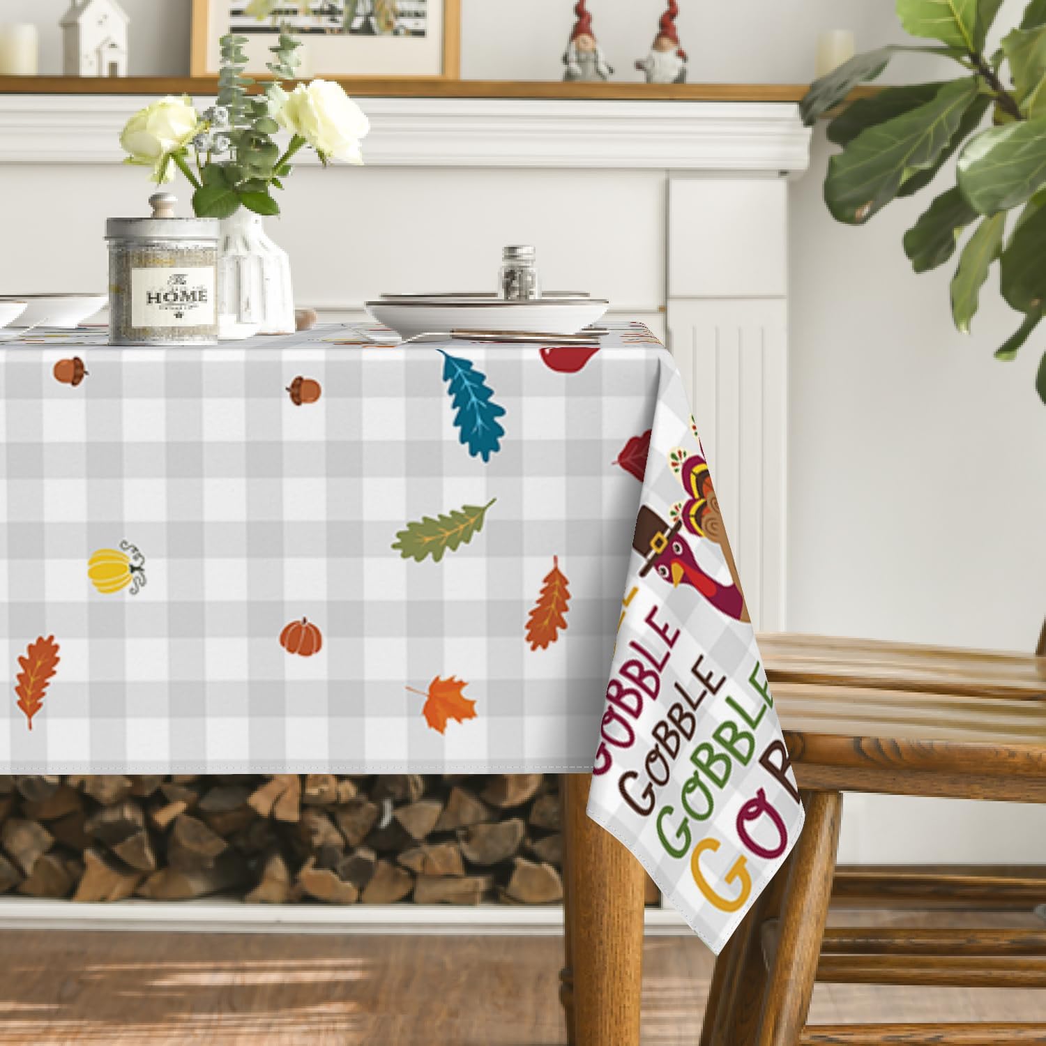 Horaldaily Mantel rectangular de Acción de Gracias de 60 x 84 pulgadas, mantel lavable de pavo para decoración de fiestas, pícnic, cena