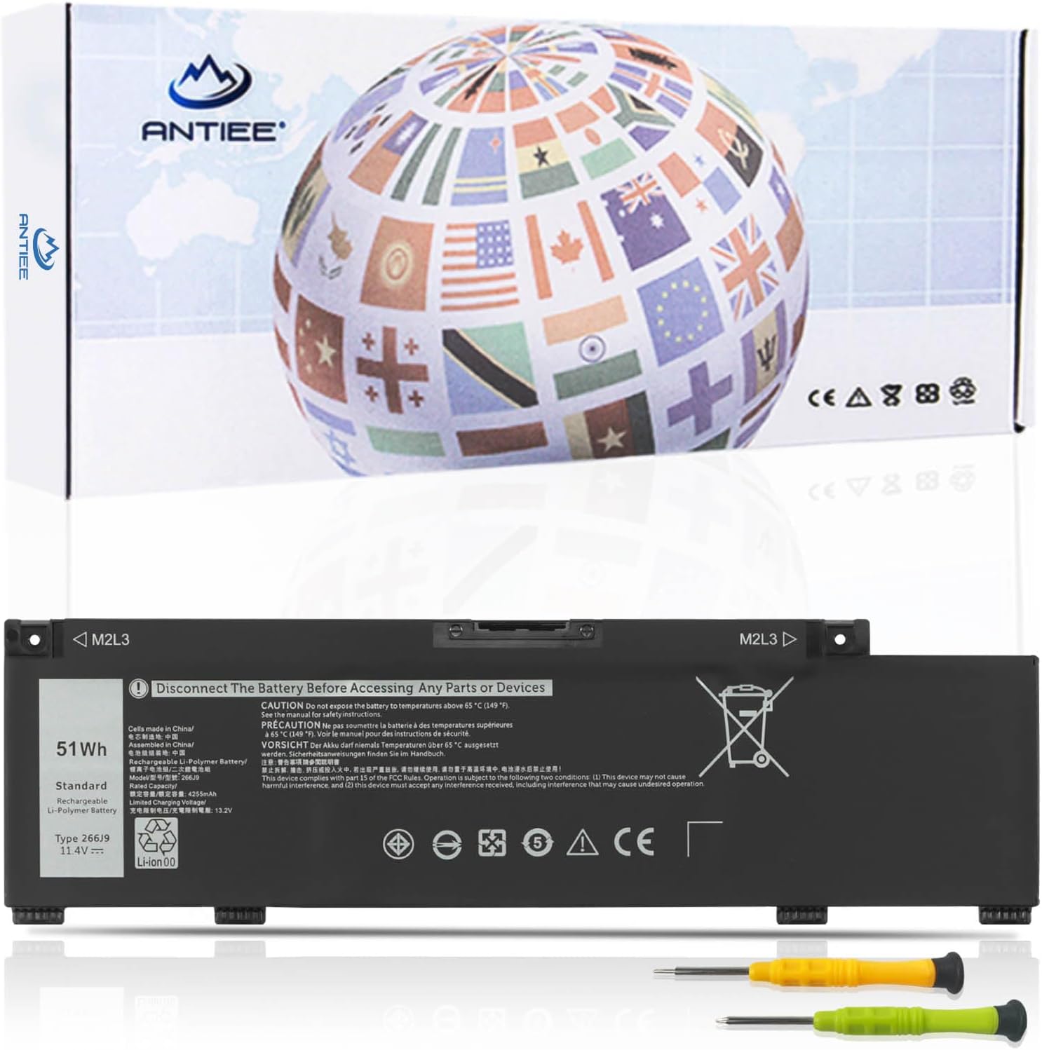 ANTIEE Batería de repuesto para laptop de 51 Wh 266J9 para Dell G3 15 3500G3 15 3590G3 15 3790G5 15 5500G5 SE 5505, Inspiron 14 5490 P89F P89F001