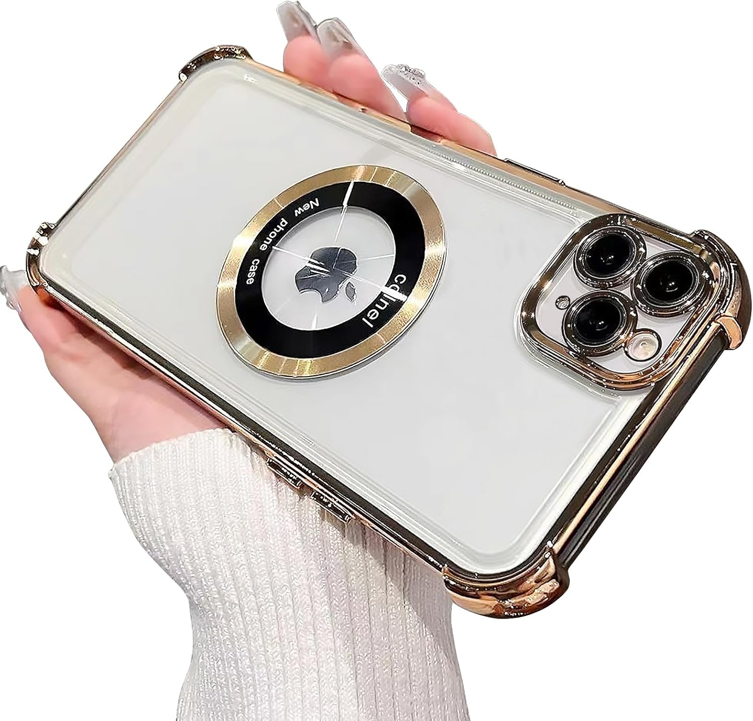Funda magnética transparente para iPhone 11 Pro Max, protección de lujo brillante en las cuatro esquinas, a prueba de golpes, de grado militar, con