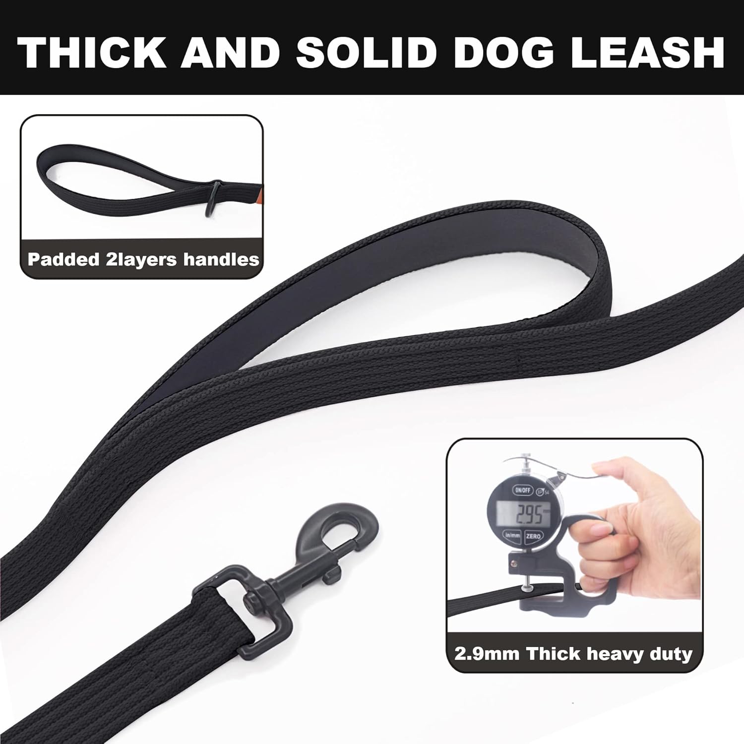 lynxking Correa de entrenamiento para perros, correa de doble asa para perro, resistente de 6 pies, 2 asas acolchadas, correa larga reflectante de