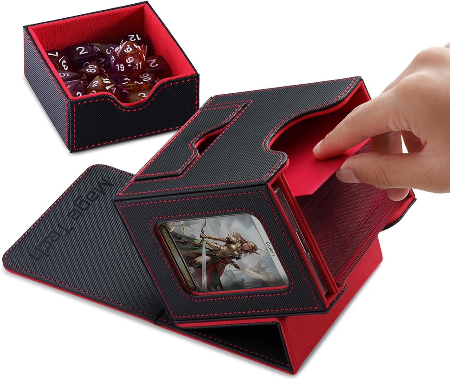 Caja de cartas para MTG Commander – Diseño patentado, Commander Display, se adapta a 100 tarjetas de doble manga, ladrillo de tarjetas de 35 puntos