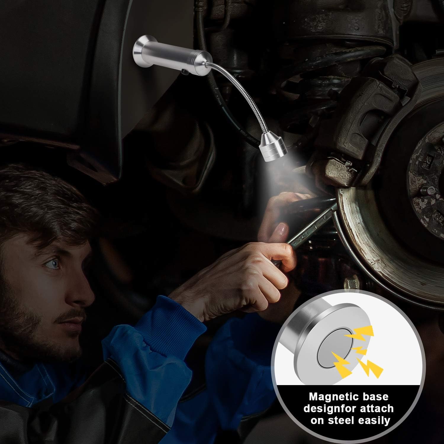 KOSIN – Luces LED para parrilla de asador con base magnética, muy brillantes, cuello de ganso flexible de 360 grados, resistente a la intemperie,