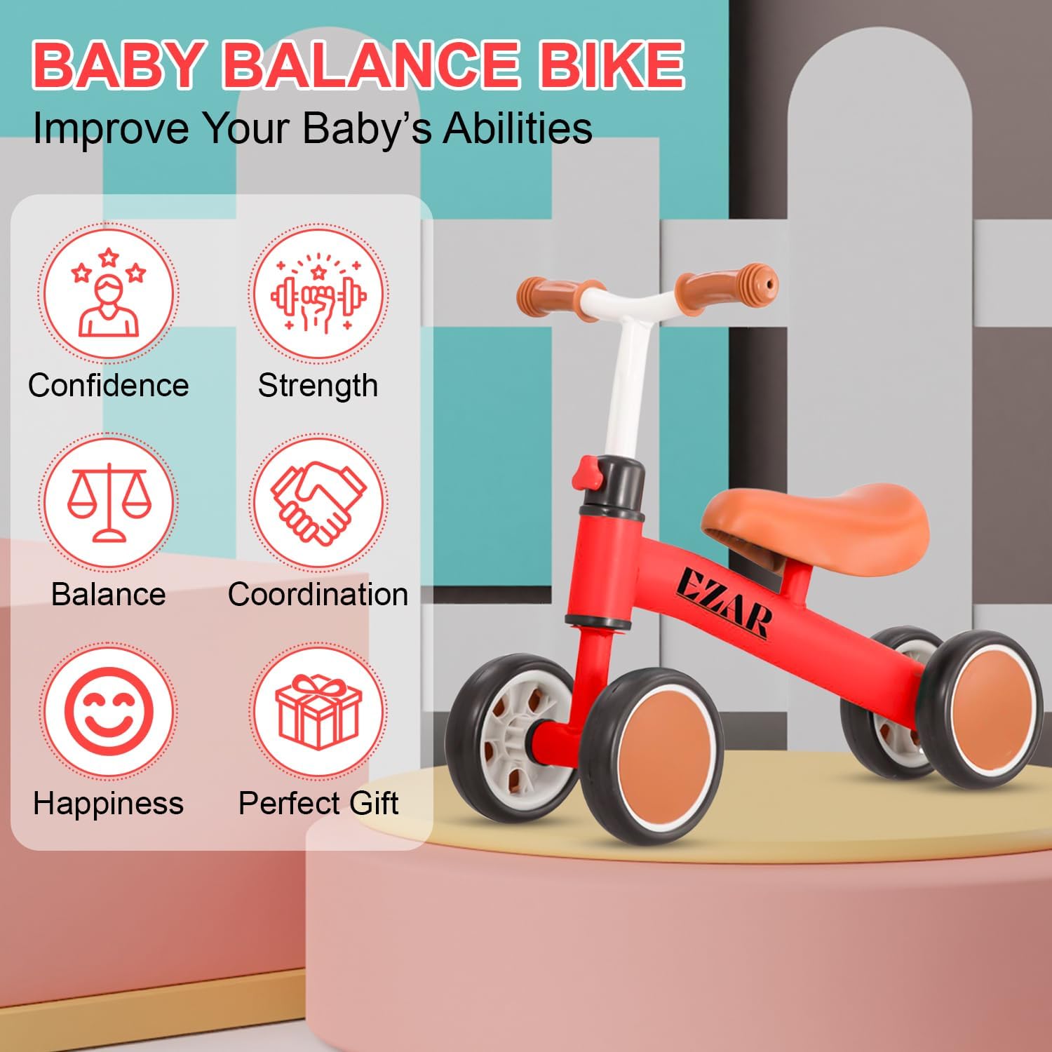 Bicicleta de equilibrio para niños, bicicleta de equilibrio para bebés de 1 año de edad, juguetes para niños pequeños de 1 a 2 años, bicicleta de