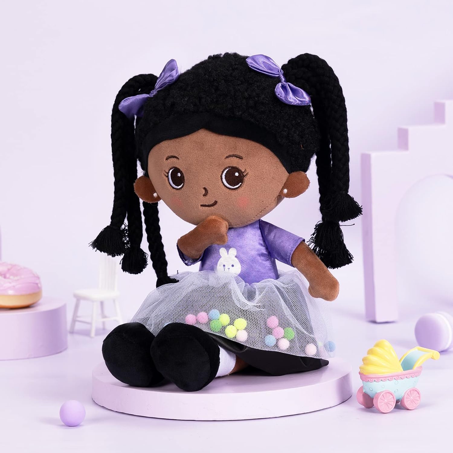 OUOZZZ – Muñeca de bebé suave de 15 pulgadas para niñas, primera muñeca de bebé afroamericana, muñeca de trapo afroamericana para dormir, muñeca