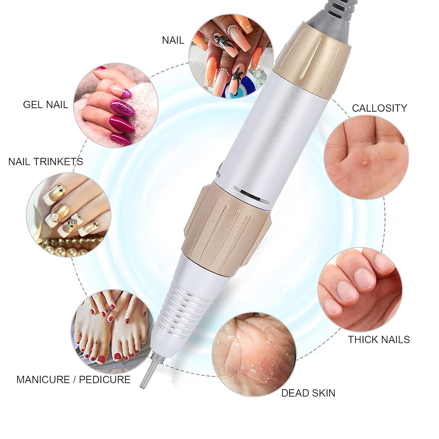 Taladro eléctrico de uñas, repuesto de taladro de mano, 35000 rpm, mango de taladro de uñas, pieza de mano de 5 pines o máquina pulidora de uñas