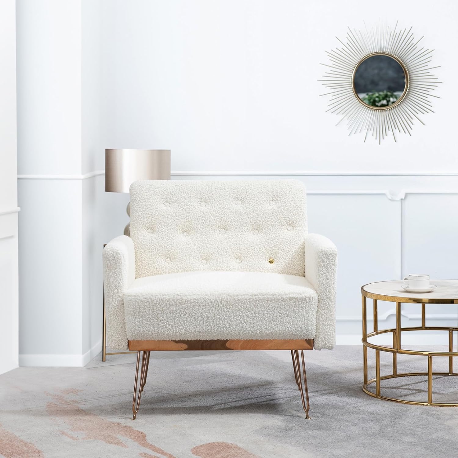 Silla decorativa moderna, sillón tapizado para ocio con delicadas patas de metal dorado, cómodo sillón para sala de estar, dormitorio, oficina, sala