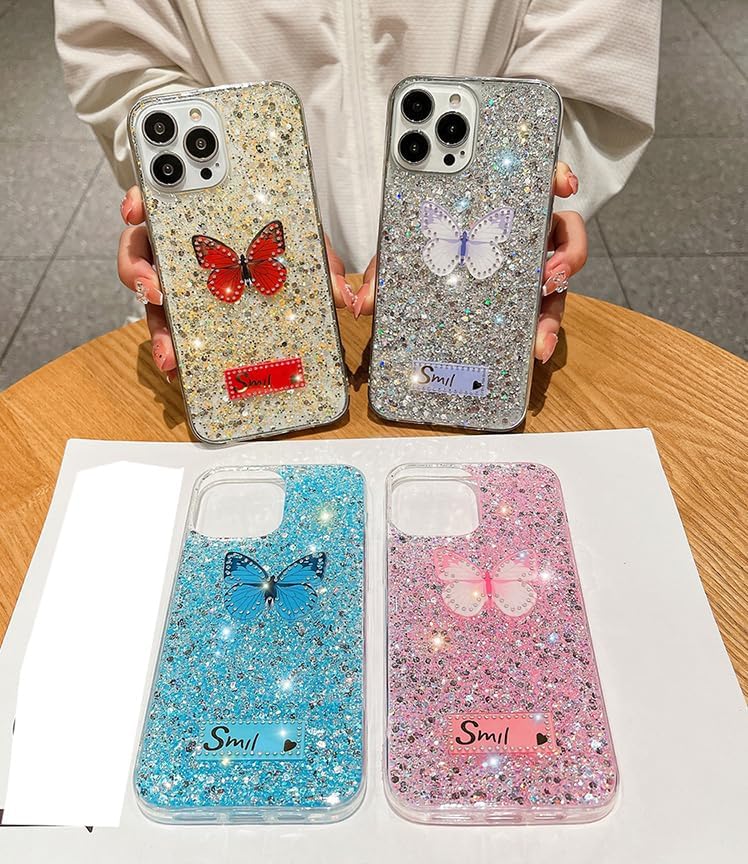 Funda de lujo para Samsung Galaxy S23 Ultra 5G con diseño de mariposa 3D brillante y suave y delgada de silicona brillante para mujeres y niñas,