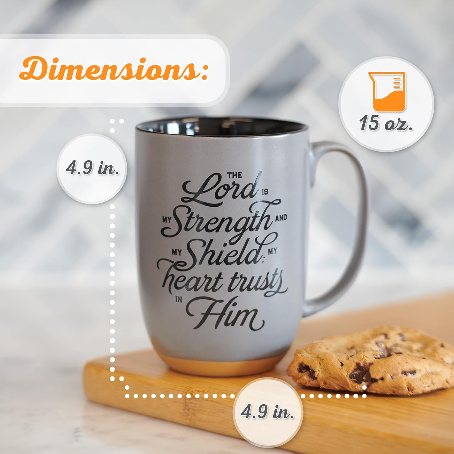 Christian Art Gifts Taza de cerámica para café y té, grande de 15 onzas, con versículo bíblico inspirador para hombres Lord is My Strength, PS 287,