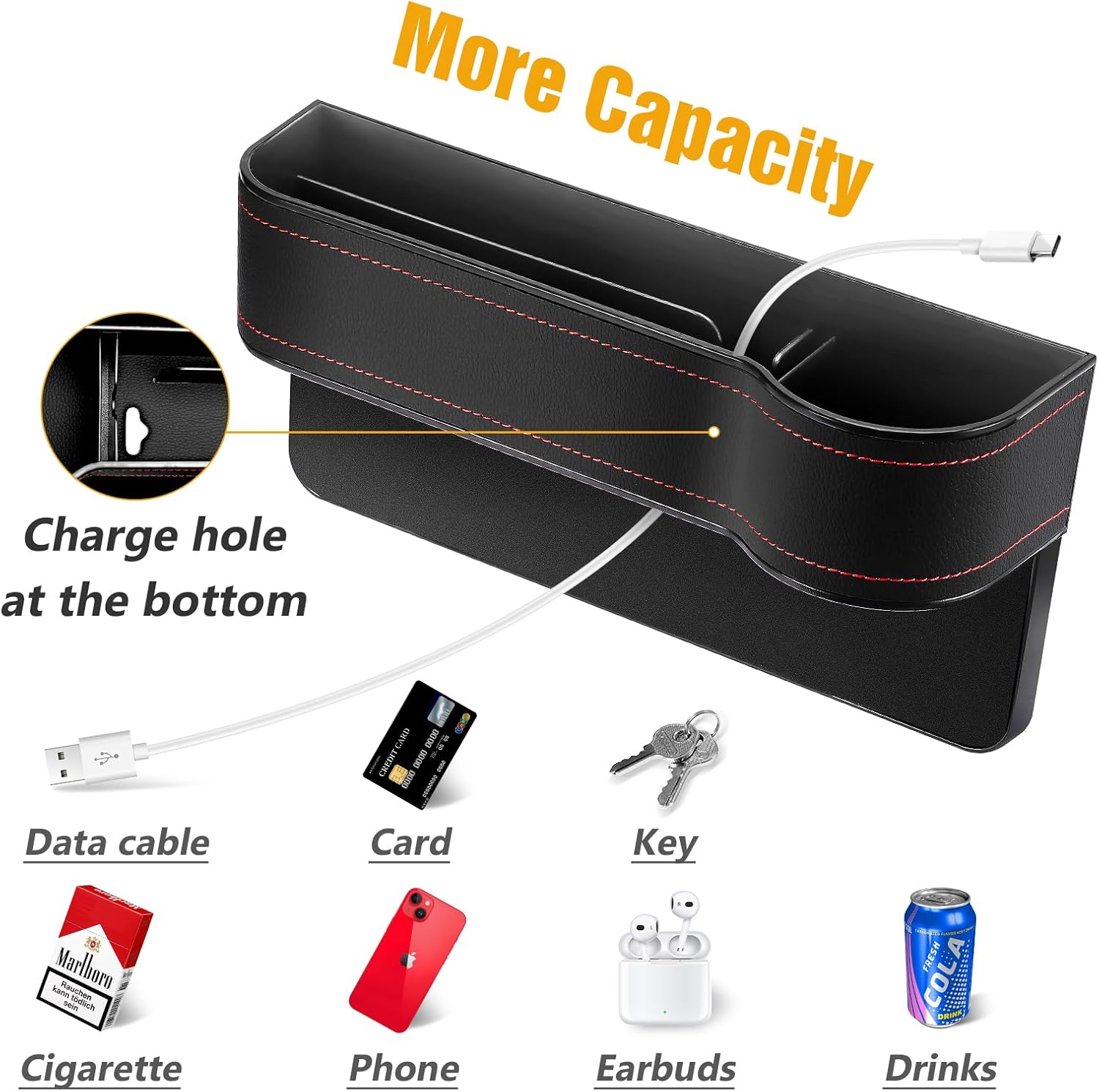 Organizador de espacio para asiento de automóvil, 2 paquetes multifuncionales de accesorios de automóvil con soporte para tazas para teléfono,