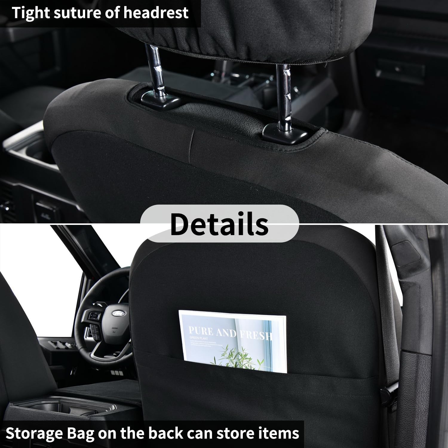 Coverado Fundas de asiento delantero, protector de asiento de lona impermeable para cojines de asiento de automóvil para niños y perros, fundas de