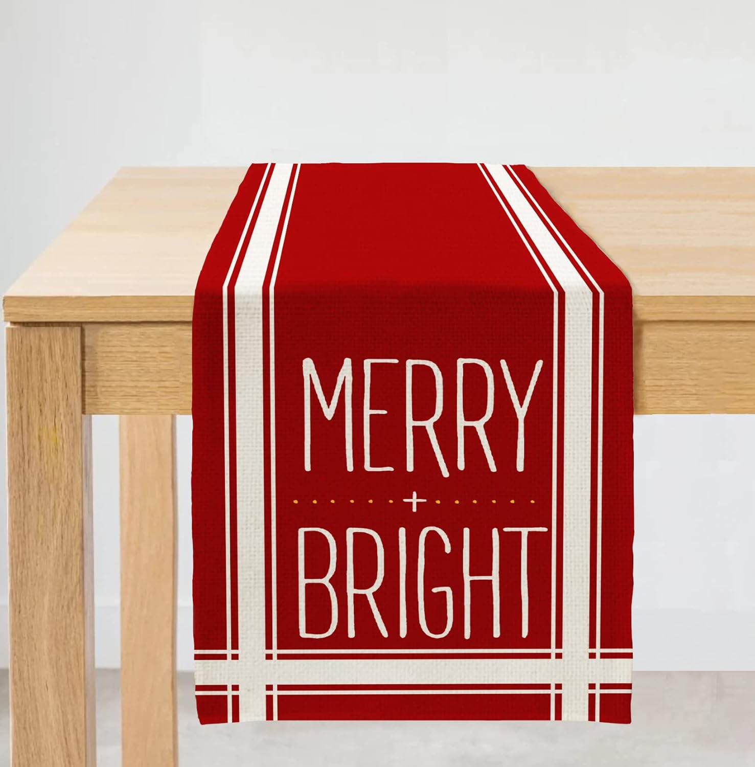 ARKENY Camino de mesa rojo de Navidad de 13 x 72 pulgadas, feliz invierno de arpillera de temporada para interiores, cocina, comedor, decoración de