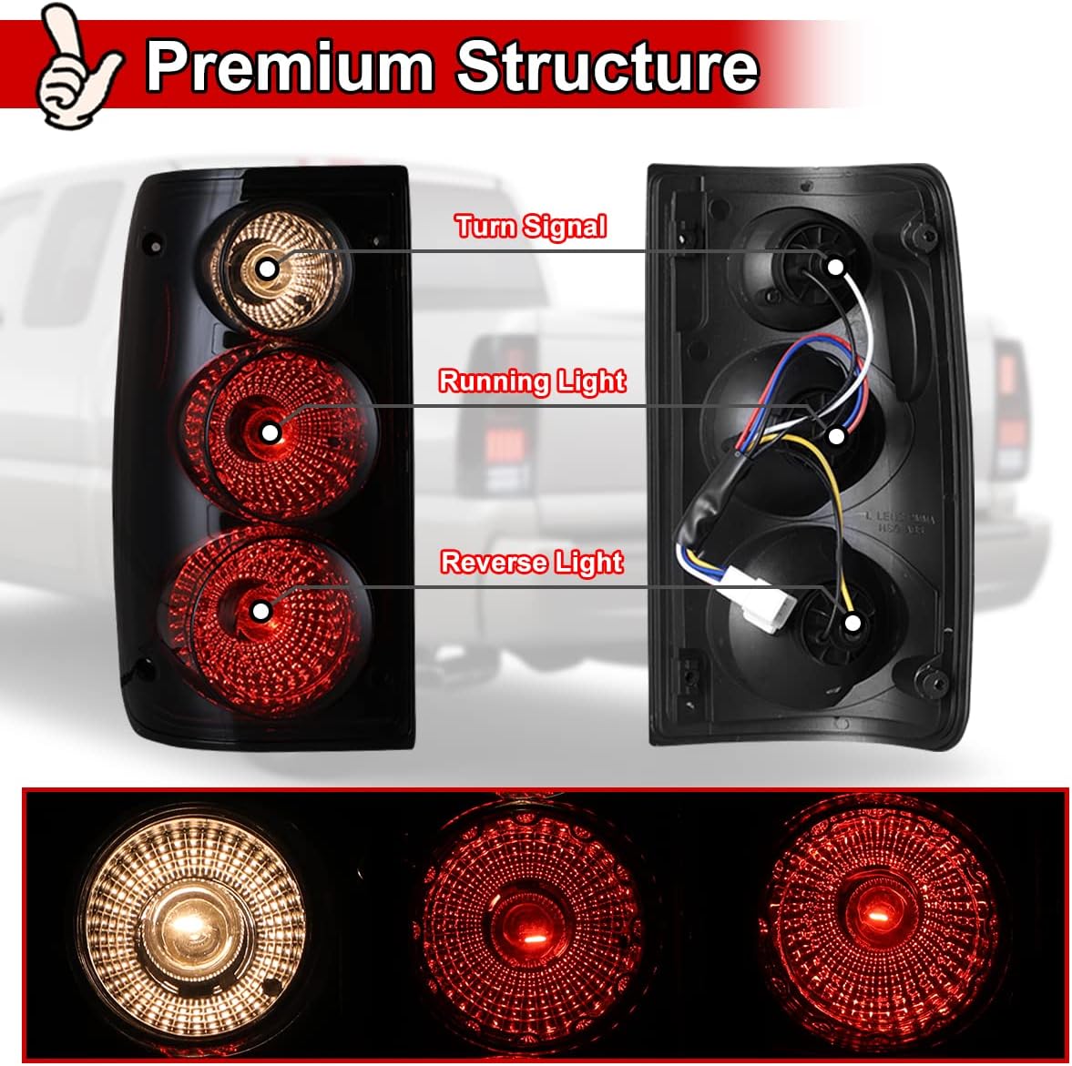 Nixon Offroad Luces traseras para Toyota Pickup 1989 1990 1991 1992 1993 1994 1995, luces traseras de automóvil, reemplazo de montaje de 1 par