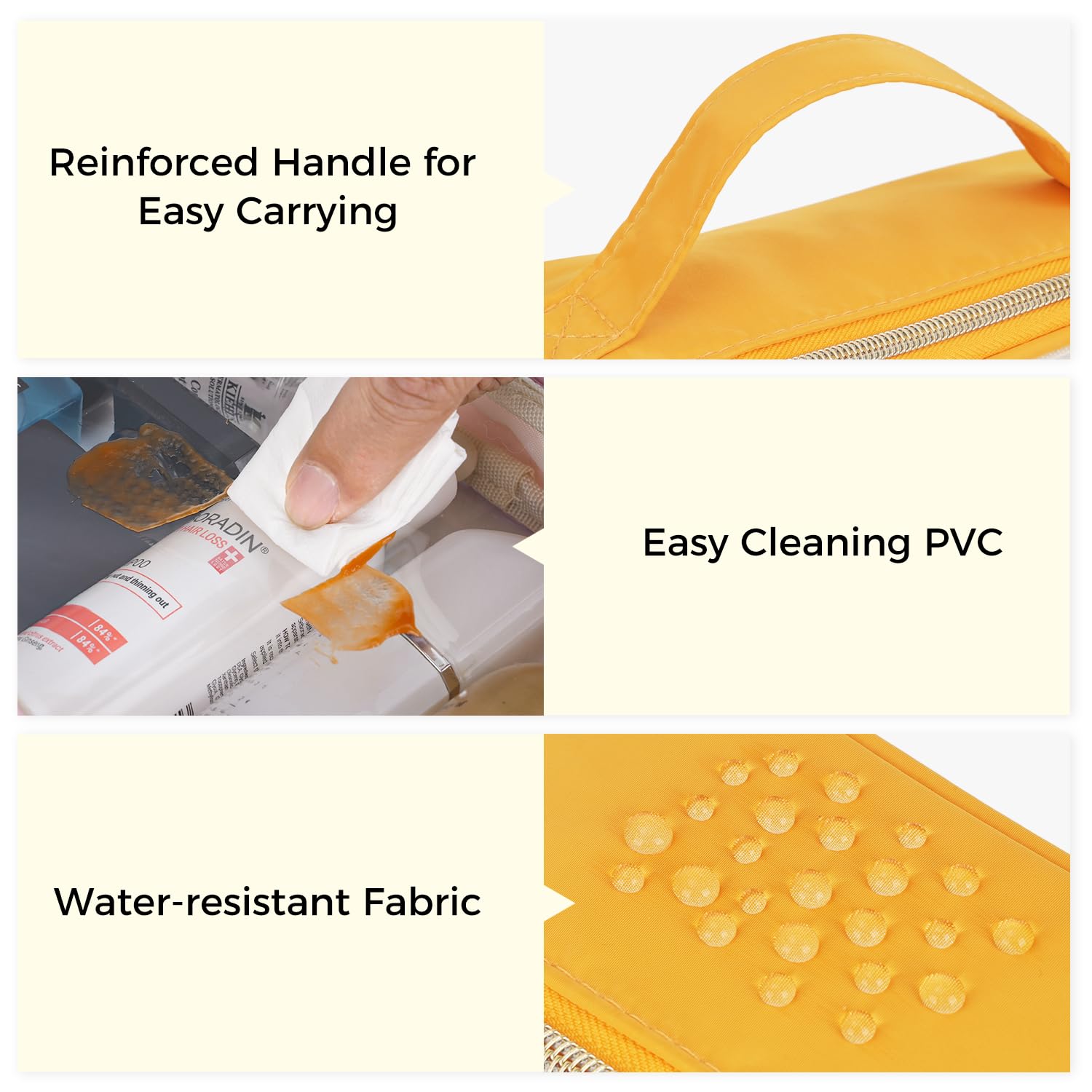 WANDF Neceser aprobado por la TSA de gran apertura, paquete de 2 bolsas de maquillaje transparentes con asa, accesorios de viaje, tamaño de cuarto