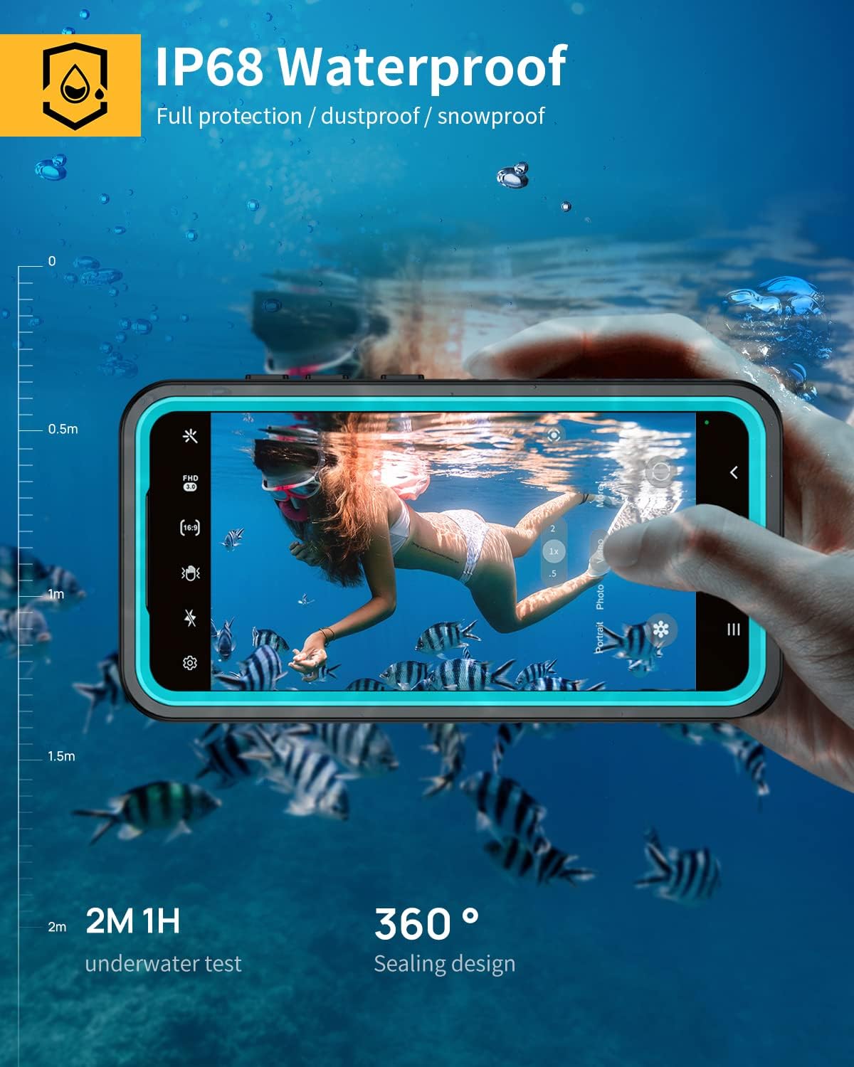Lanhiem Funda para Samsung Galaxy A54 5G, IP68 impermeable a prueba de polvo con protector de pantalla integrado, resistente a prueba de golpes,