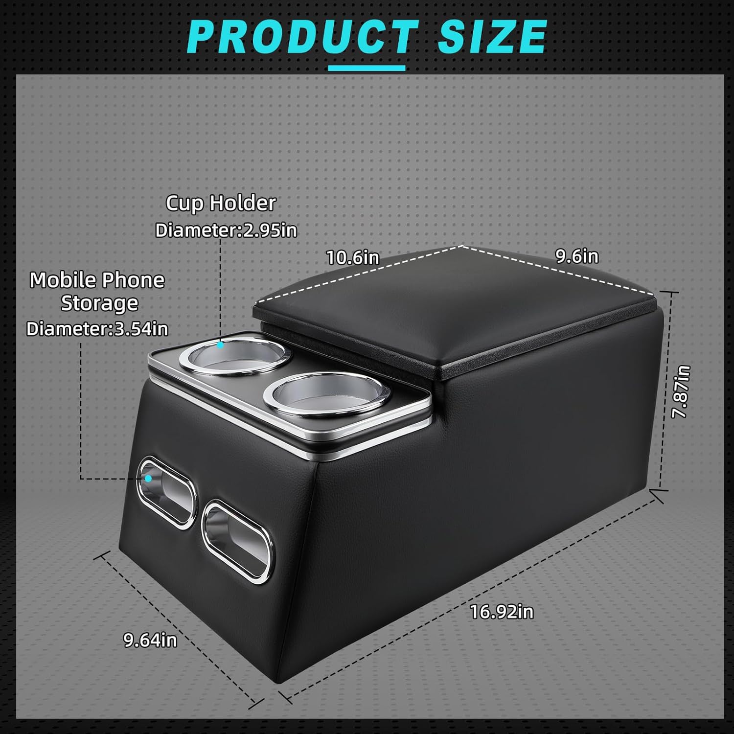 Organizador universal de consola central para automóvil con portavasos y soporte para teléfono, consolas de asiento trasero con reposabrazos, caja