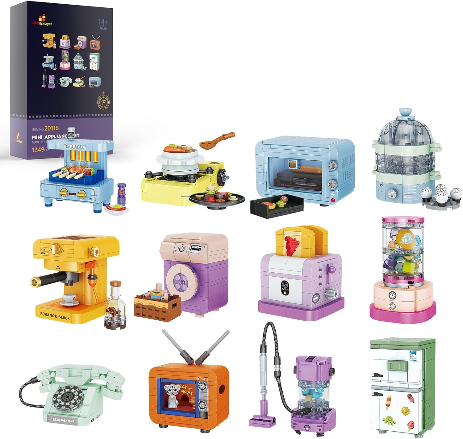 JMBricklayer Juego de construcción para niñas, 12 piezas de mini electrodomésticos eléctricos, conjuntos de amigos para niñas, recuerdos de fiesta,