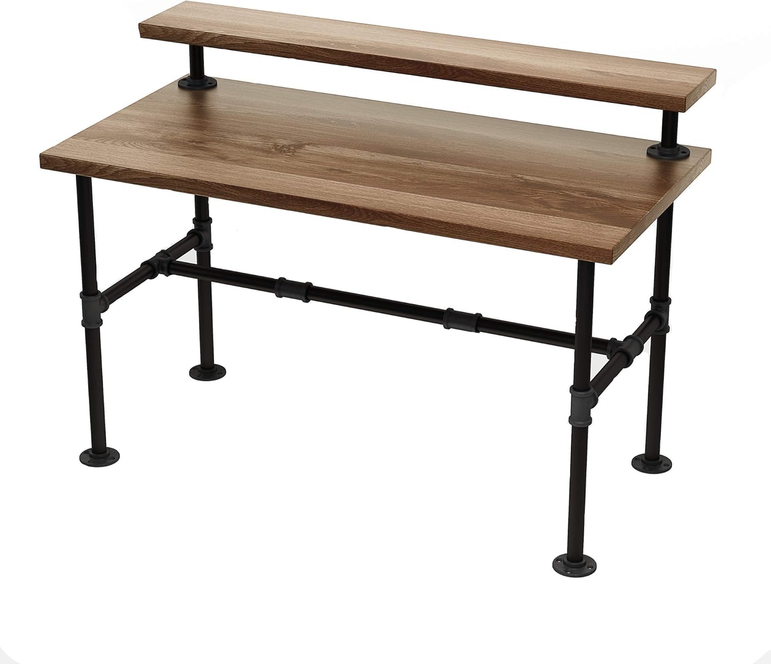 MUZIK Juego de patas de mesa de tubo industrial, ribetes con acabado fundido de hierro para escritorio de computadora de madera, oficina, hogar,