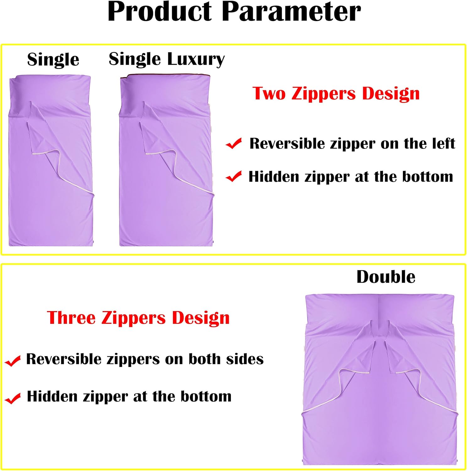 Brand – GANNAFEE Cotton Sleeping Bag Liner with Zipper – 100% Cotton Travel Sheet Sleep Sack Adult – Travel Sleeping Bag for Hotels Camping Hiking