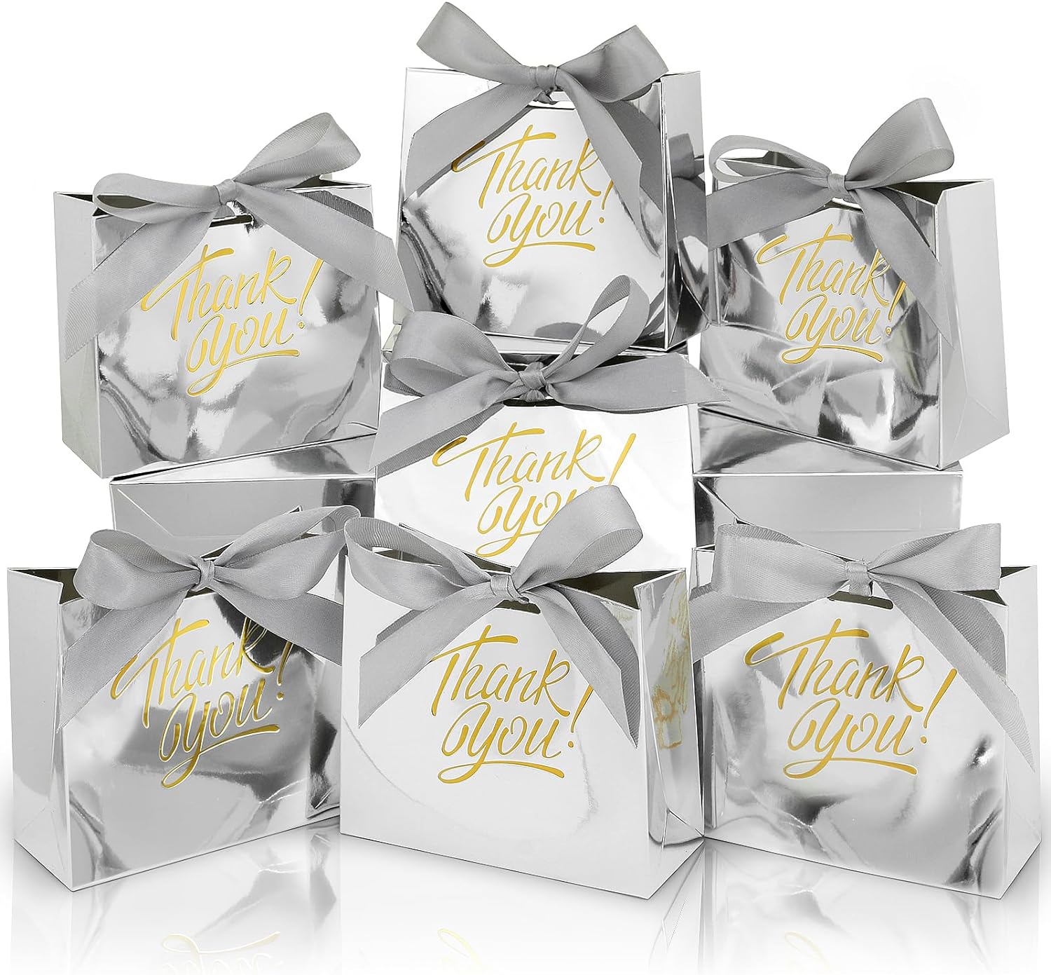 DOYIDE Paquete de 60 pequeñas bolsas de regalo de agradecimiento, 4.5 x 1.8 x 3.9 pulgadas, cajas de regalo de fiesta con cinta de lazo, pequeñas