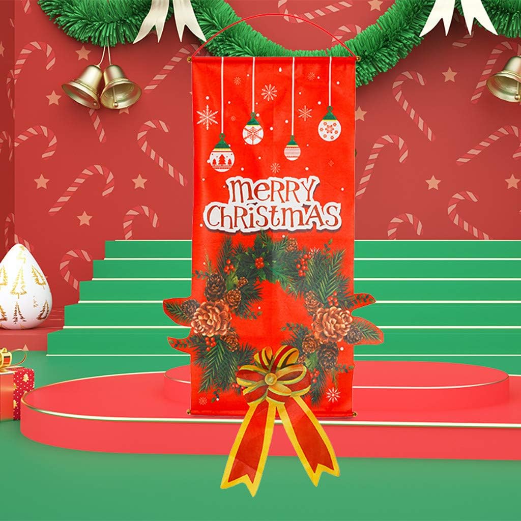 IAMAGOODLADY Decoraciones de Navidad, adorno de Feliz Navidad, bandera de Papá Noel, bandera de la puerta, ventana, decoración colgante de