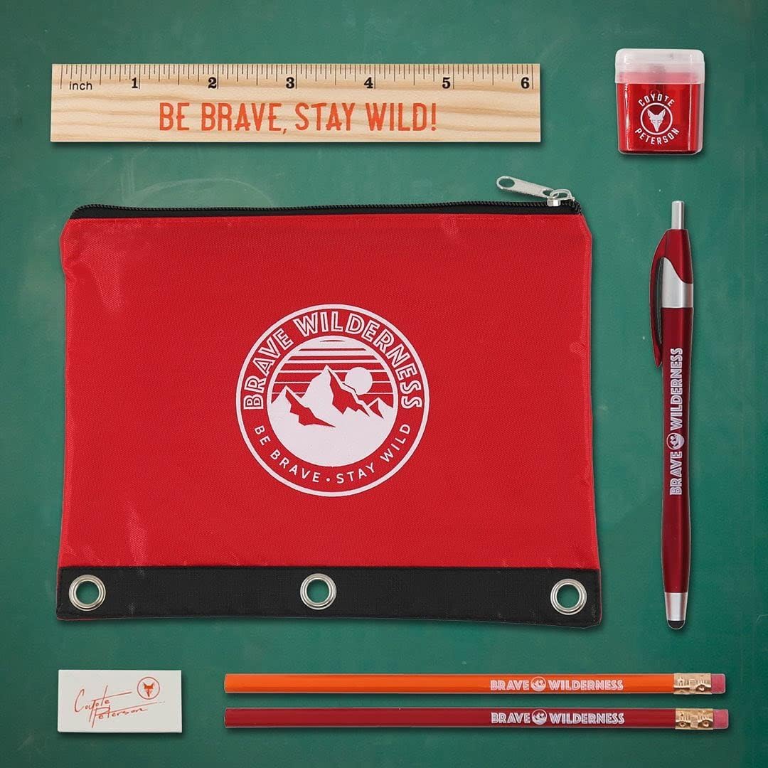 Brave Wilderness Kit de regreso a clases, herramientas para el aula, carpetas personalizadas, cuaderno, utensilios de escritura Coyote Peterson,