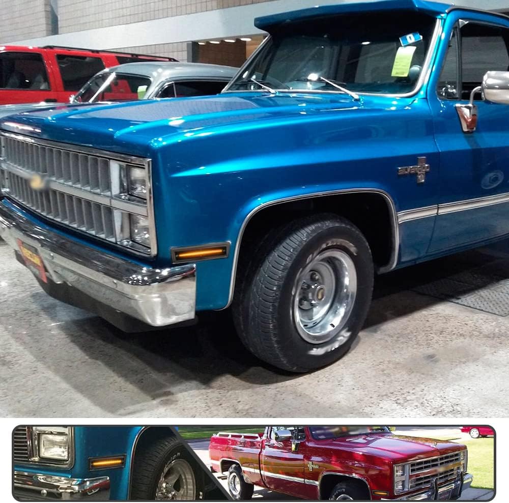 2 luces LED ámbar de marcador lateral para Chevy K5 Blazer GM CK RV Truck para GMC Jimmy 1984-1991 indicador de guardabarros delantero, luces